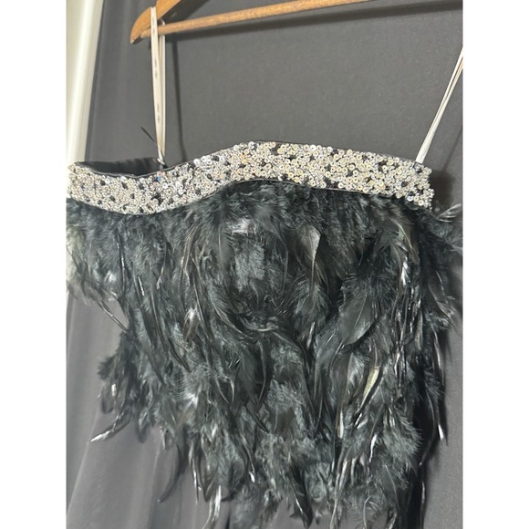 Atelier Alyce Black Strapless Tulle Dress Party Black Swan Feather Whimsigoth 6 - Picture 7 of 13